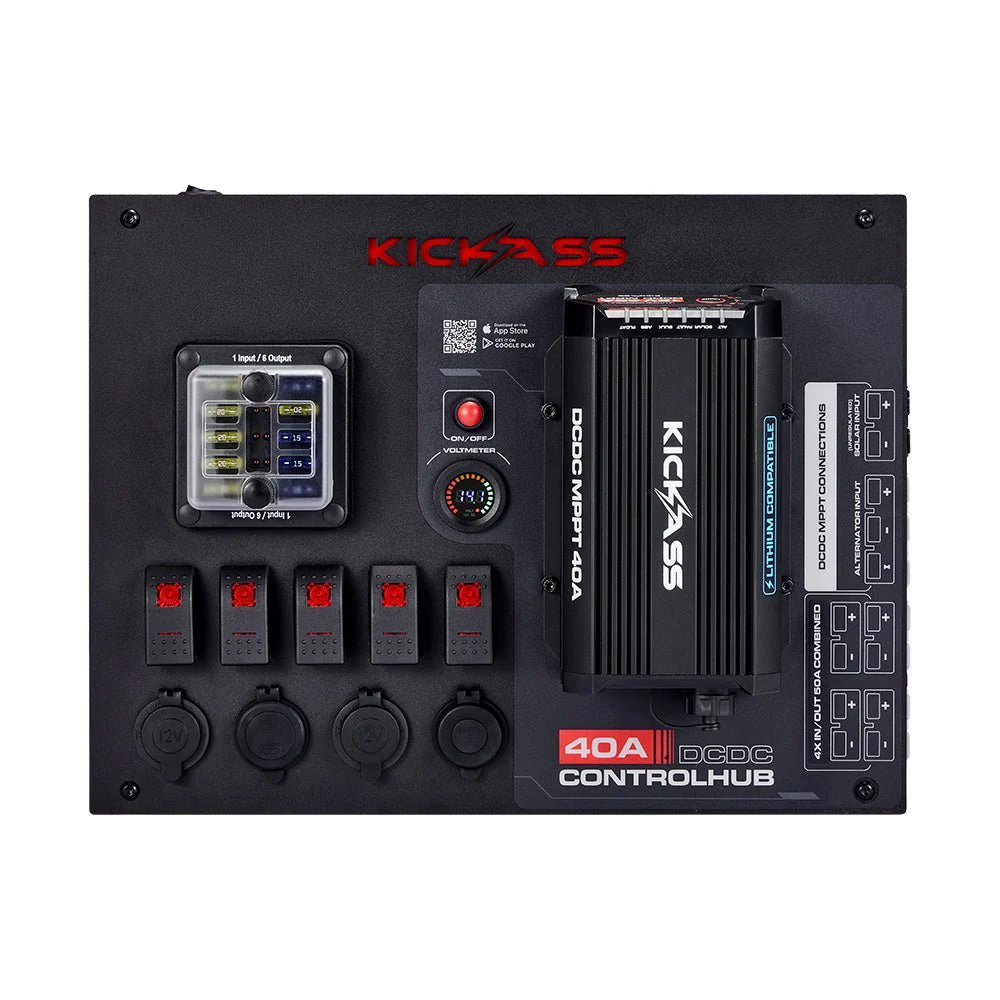 KickAss 12V 230Ah Lithium Complete Dual Battery Kit with 40A DCDC Control Hub, Heavy Duty Wiring Kit and Remote Display Unit - Image 3