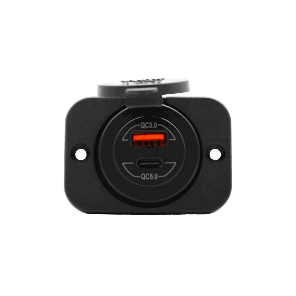 KickAss 12V/36W - 24V/100W Dual Quick Charge 3.0 PD USB-C Charging Outlet - Flush Mount