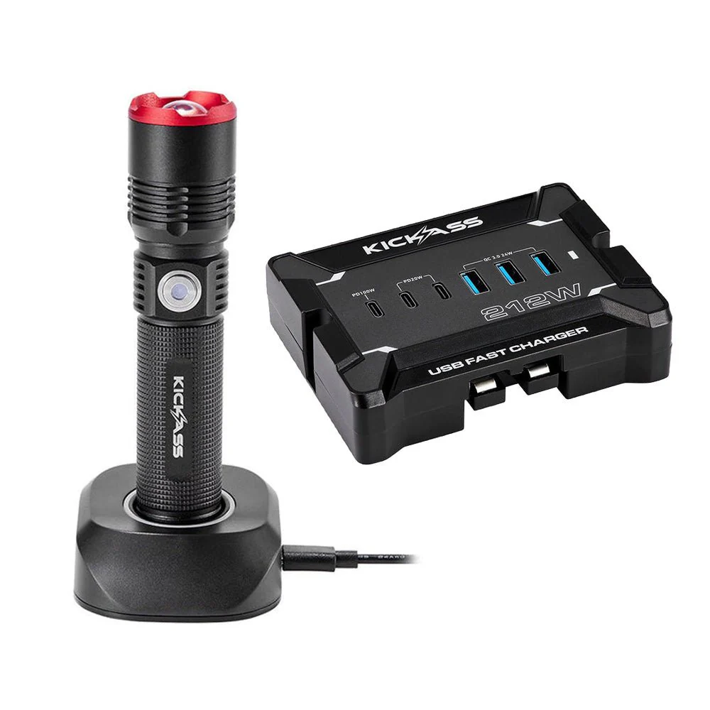 KickAss 12V Anderson To USB Fast Charger + LED Torch Flashlight Bundle
