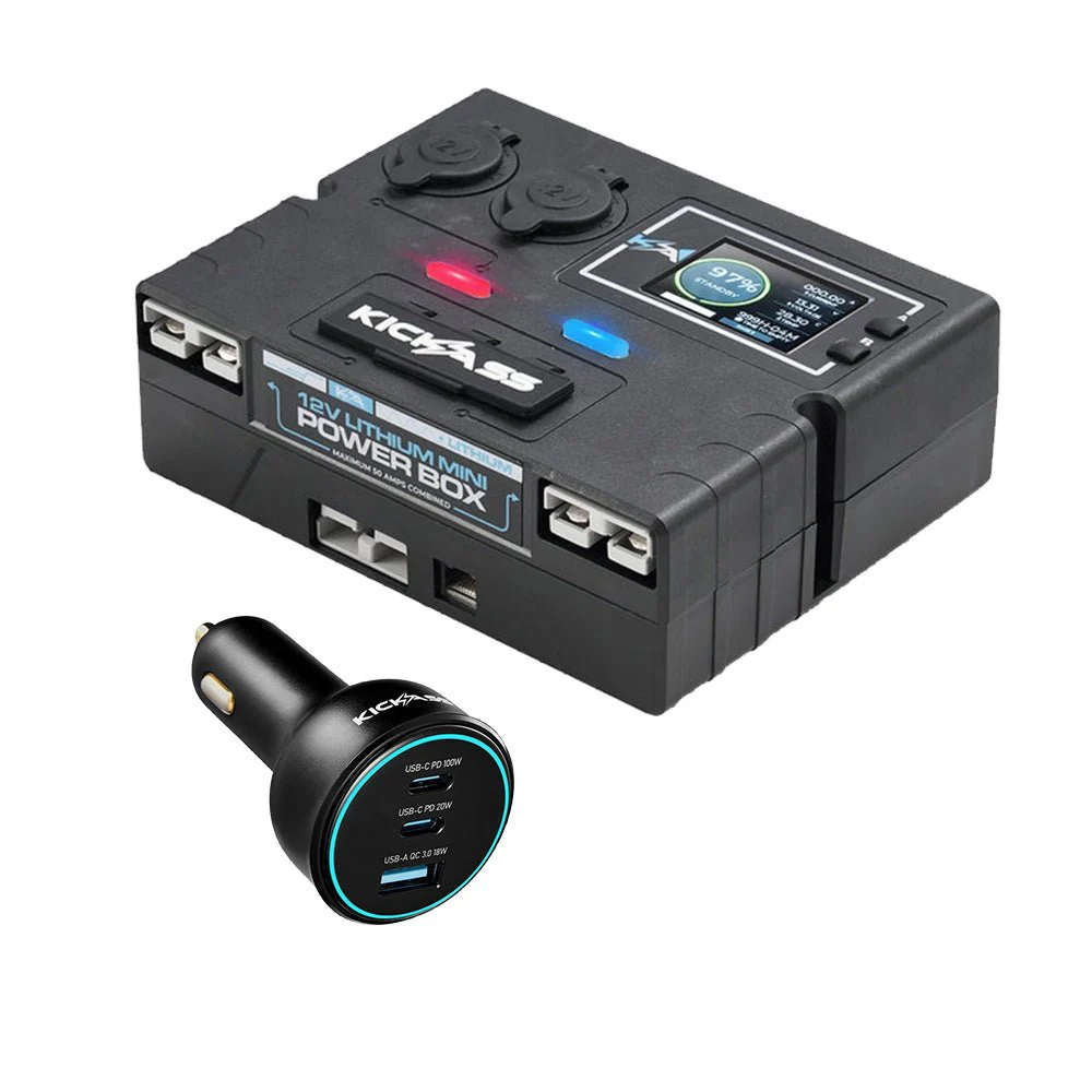 KickAss 12V Control Box with LCD Screen + 100W Car Charger Bundle