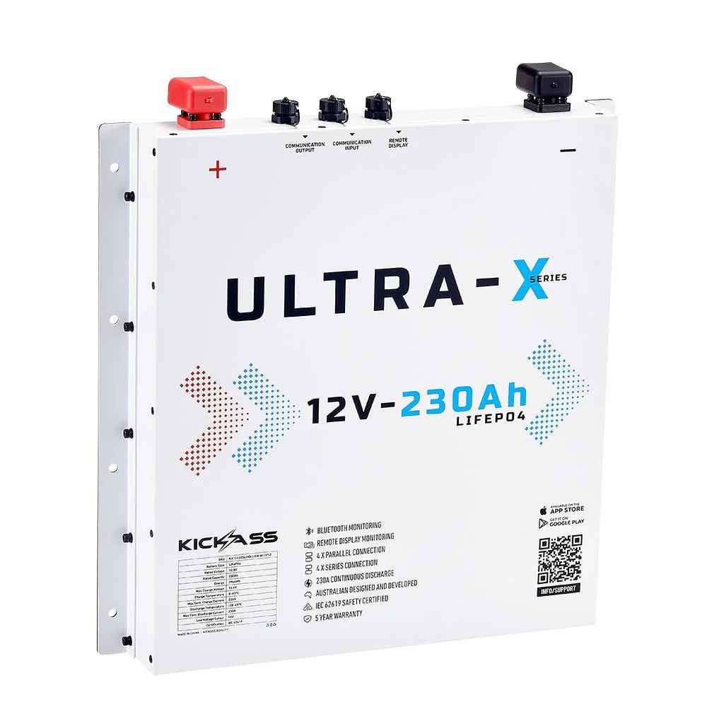 KickAss 230Ah Arctic White Slimline Lithium Battery Bundle with 32A Smart Charger - Image 2