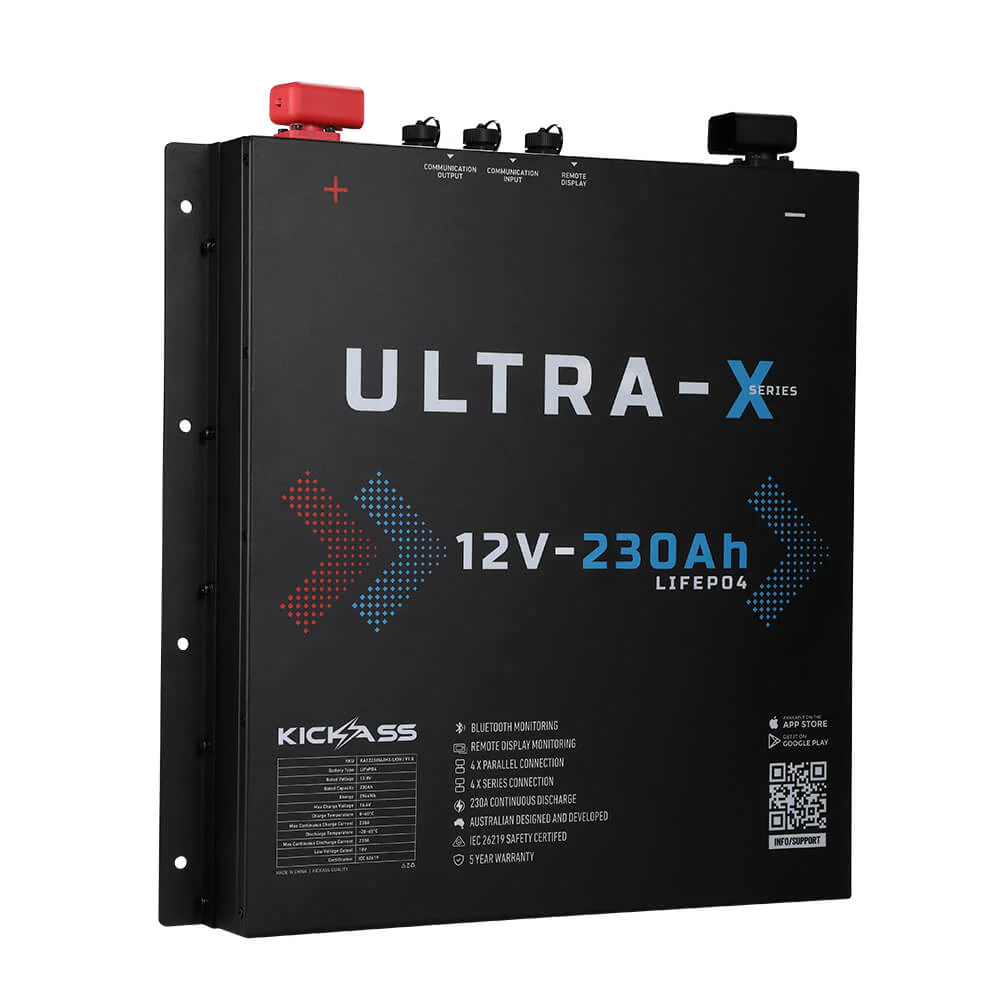 KickAss 230Ah Slimline Lithium Premium Dual Battery Kit with 40A DCDC Charger with Bluetooth, Plug and Play DCDC Wiring Kit 6.5m, Remote Display Unit - Image 2