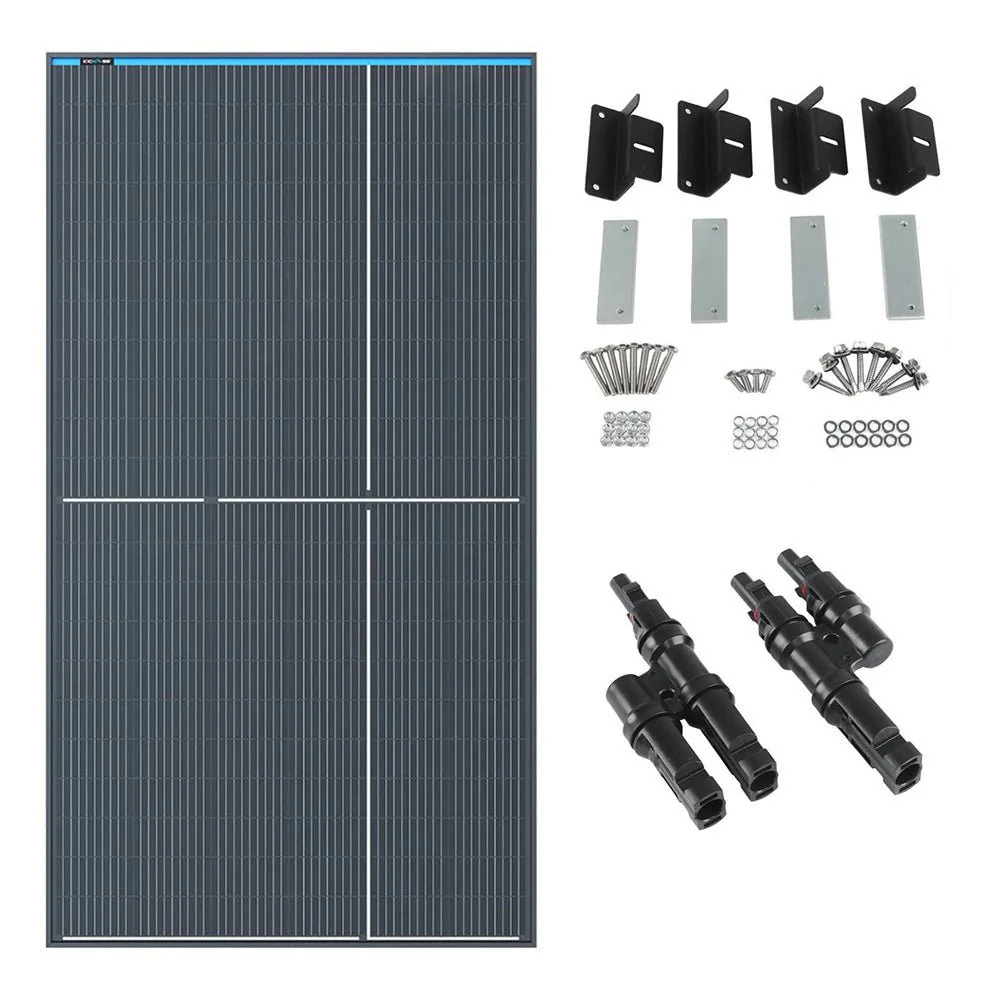 KickAss 350W Fixed Glass Solar Panel Bundle with Mounting Kit & Connector
