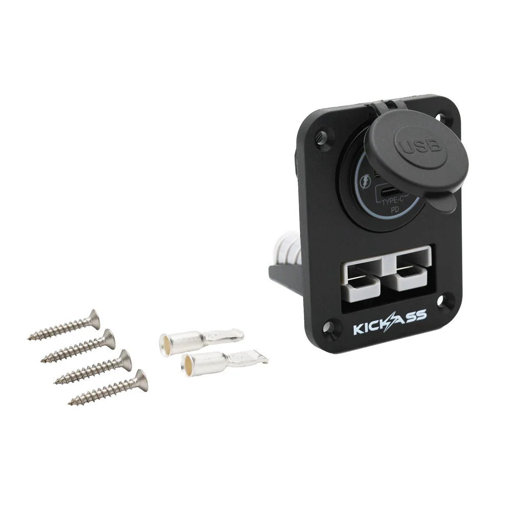 KickAss Double Flush Mount Housing - 50A Anderson Style Plug (USB A+C) - Image 2