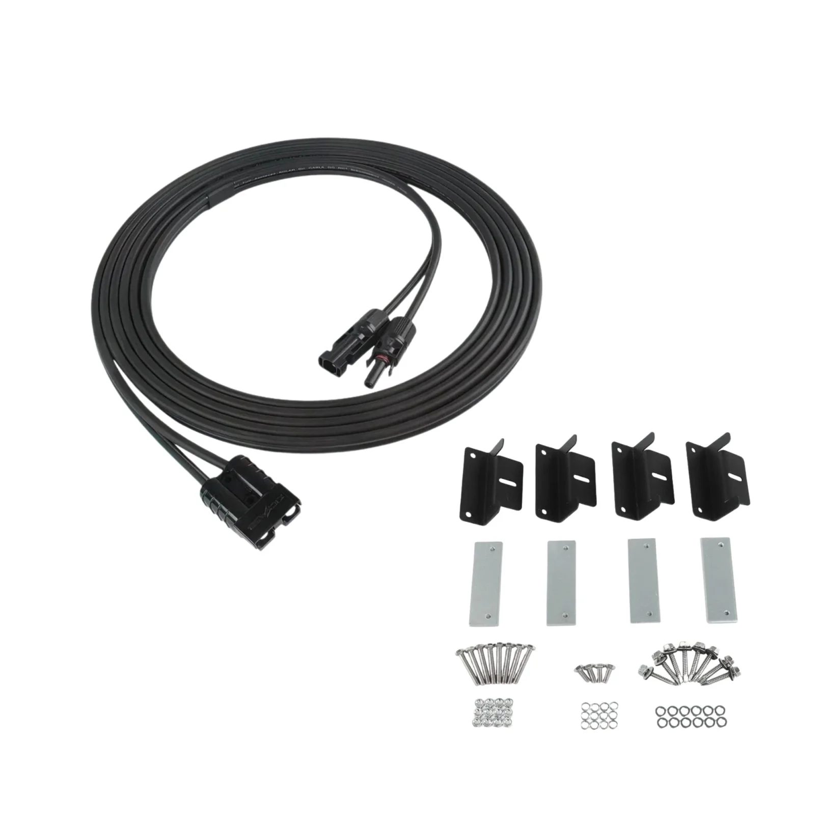 KickAss Fixed Glass Solar Panel Mounting Kit + Solar Panel PV to Anderson Extension Cable Bundle - 5m