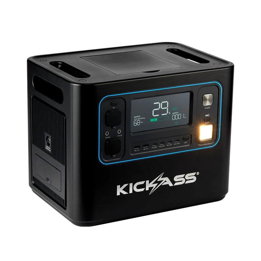 KickAss KickCharge 2400 Lithium Power Station + 240W Solar Generator Kit with Portable BBQ and Extension Cable - Image 2