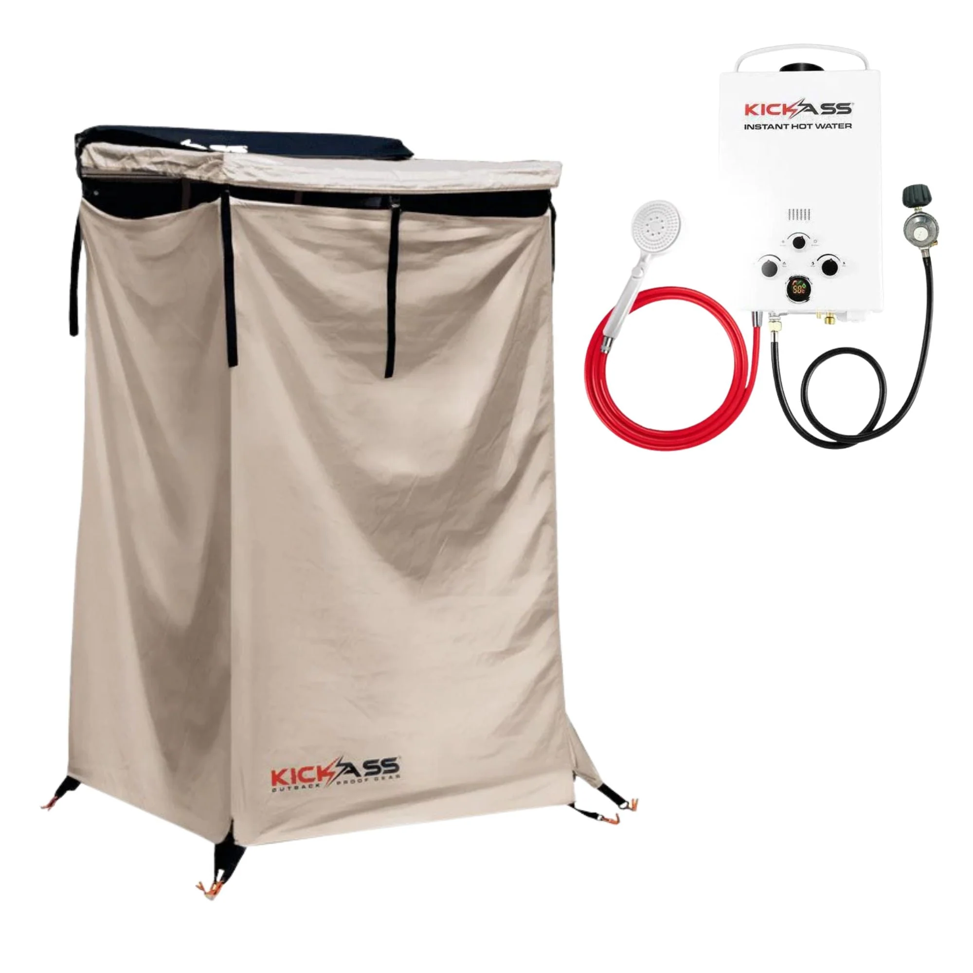 KickAss Premium Shower Awning + Instant Hot Water System Bundle